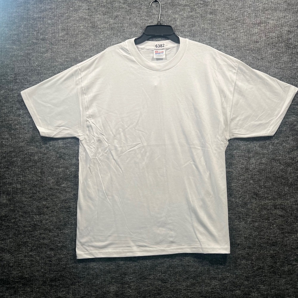 Vintage Hanes Heavyweight 50/50 Blank White T-Shirt Mens XL 90s USA Made Basic